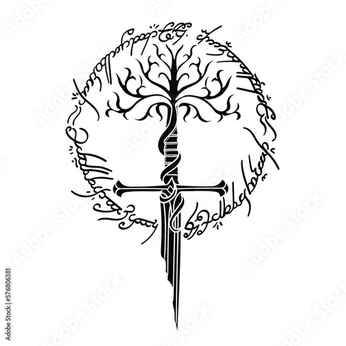 Lord of the rings- Anduril White Tree vector.eps 