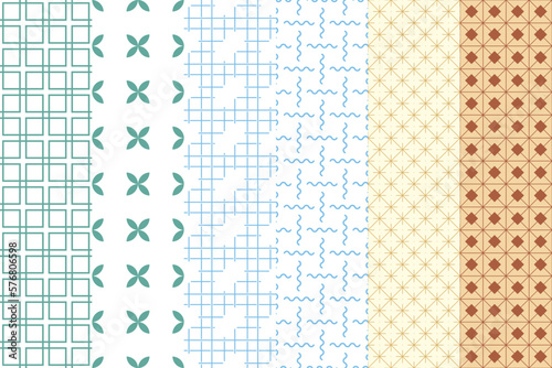 Seamless set of pattern. Geometric ornament. Digital paper, textile print. Vector art background.