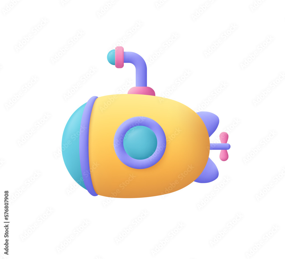 Sea submarine with periscope. 3d vector icon. Cartoon minimal style. Sea submarine with periscope. 3d vector icon. Cartoon minimal style.