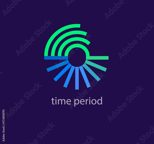 Modern time period lines logo. Unique color transitions. Geometric concentric line logo template. vector.