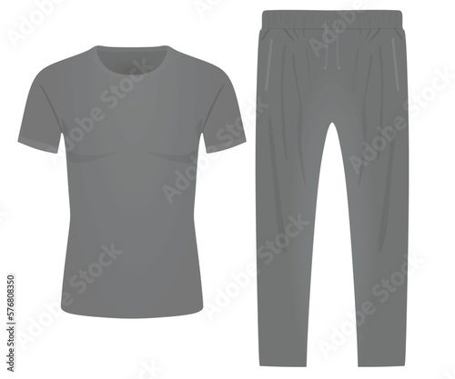 Grey short sleeve tracksuit. vector illustration