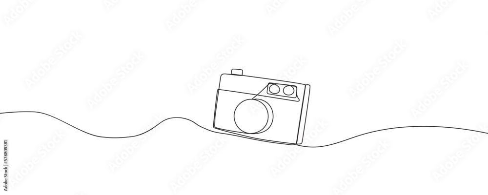 Photo camera vector illustration. Modern one line art and abstract shapes