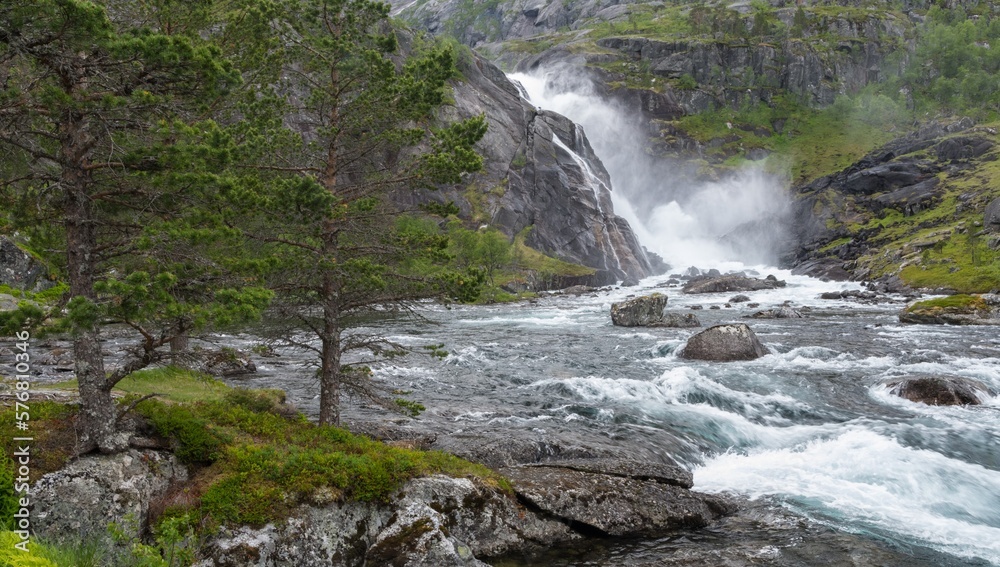 waterfall in the Norway glacial river waterfall in the Norway glacial river