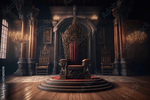 King s throne in the castle s royal room  Generative AI