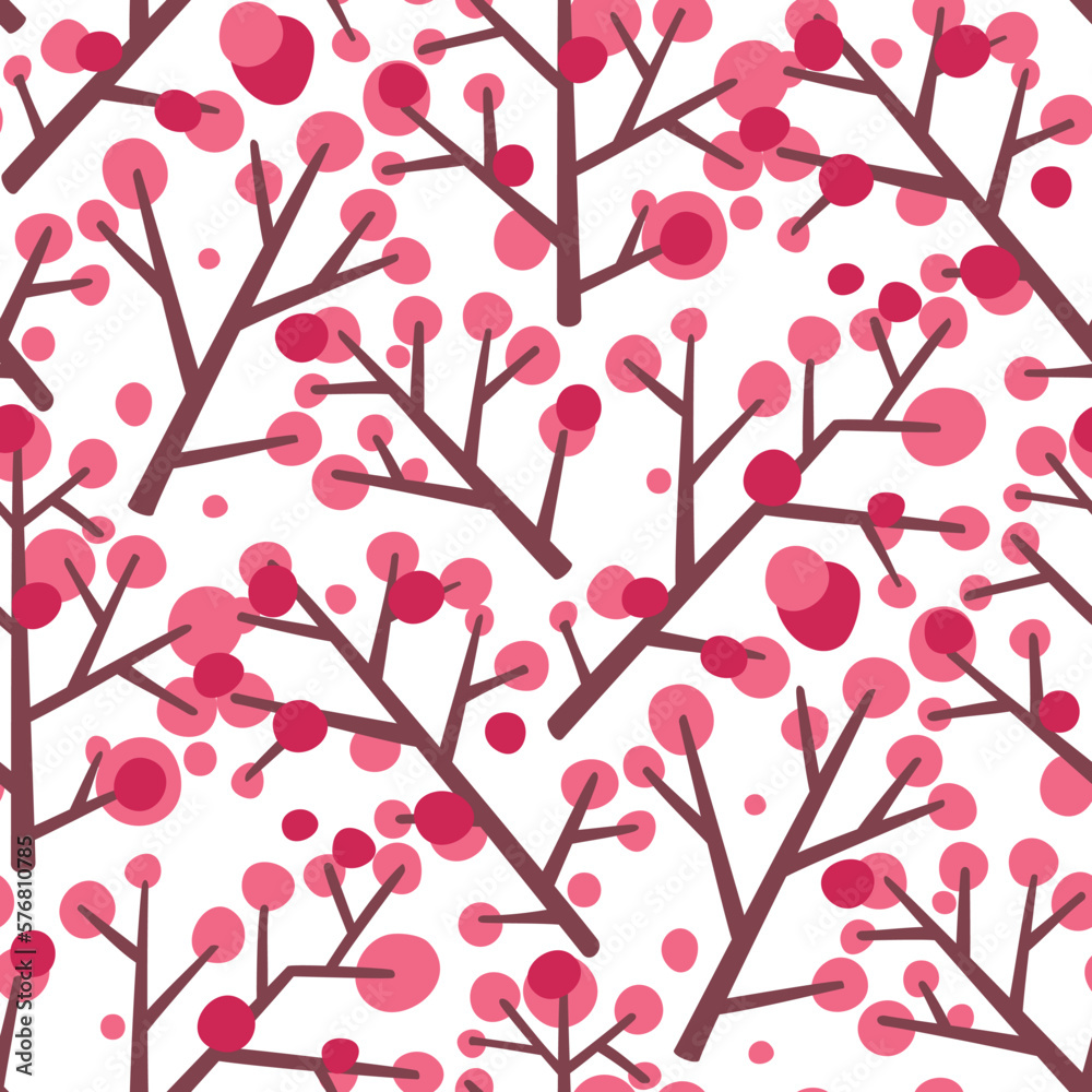 Seamless floral pattern with branches in bloom