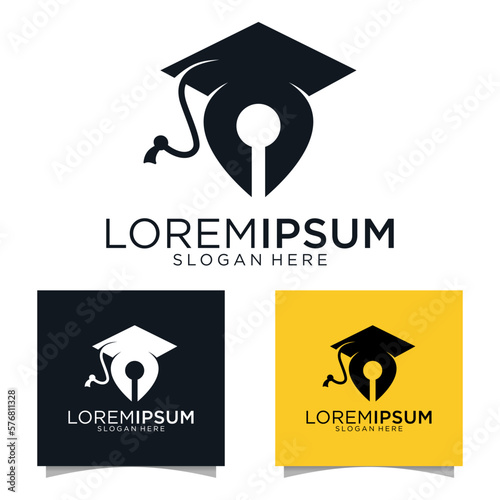 Set of graduate hat logo combination. School and college symbol or icon. study and education logotype