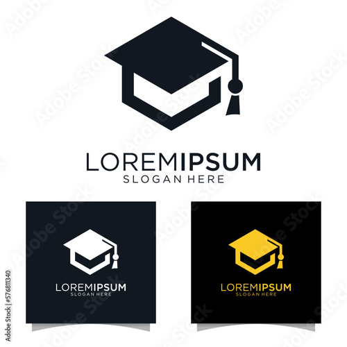 set of graduate hat logo, School and college symbol or icon. Unique study and education logotype