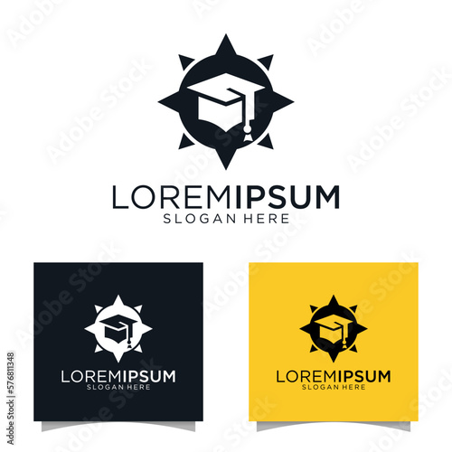 set of graduate hat logo, School and college symbol or icon. Unique study and education logotype