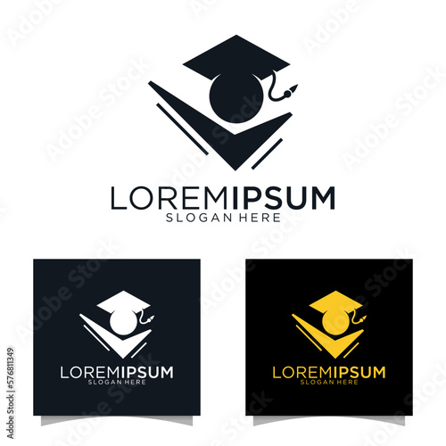 set of graduate hat logo, School and college symbol or icon. Unique study and education logotype