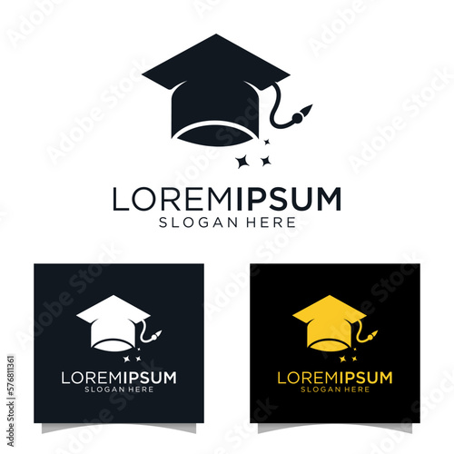 set of graduate hat logo, School and college symbol or icon. Unique study and education logotype