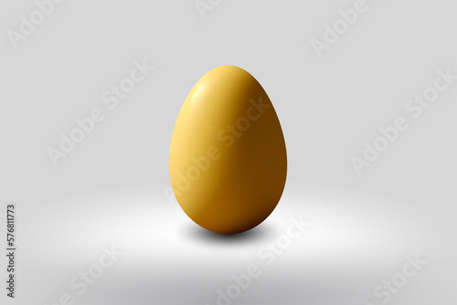 yellow Egg on a white floor