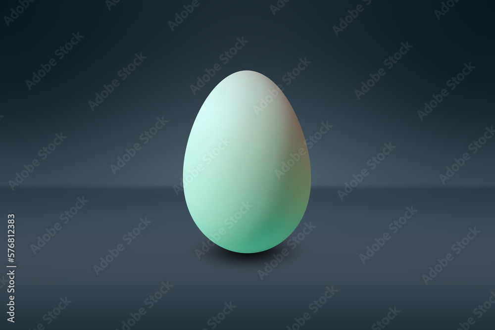 green Egg in front of a dark wall and on a dark floor green Egg in front of a dark wall and on a dark floor
