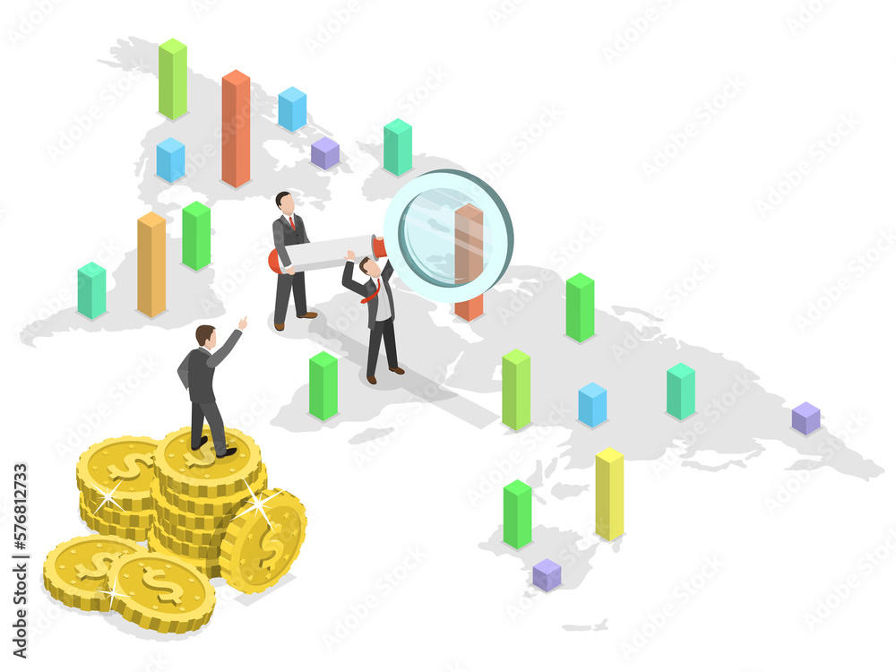 Investment opportunity flat isometric .