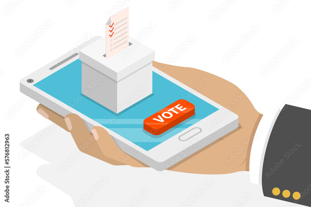 Online voting flat isometric concept. Online voting flat isometric concept.