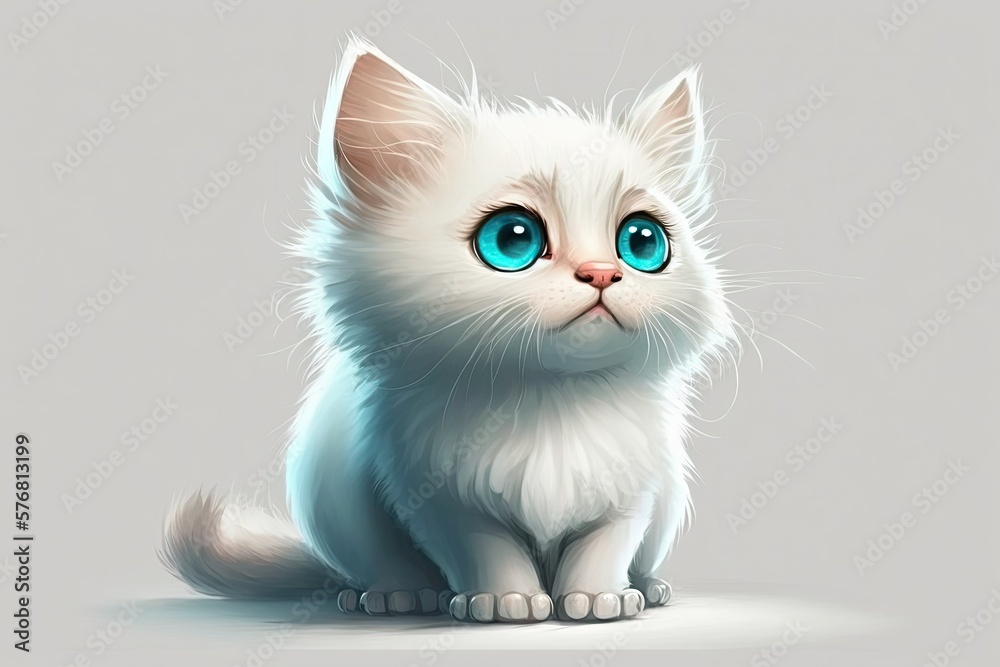 Blue eyed white kitten, adorable and adorable. Generative AI Blue eyed white kitten, adorable and adorable. Generative AI