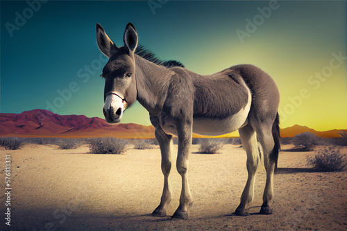 Tableau sur toile donkey in desert