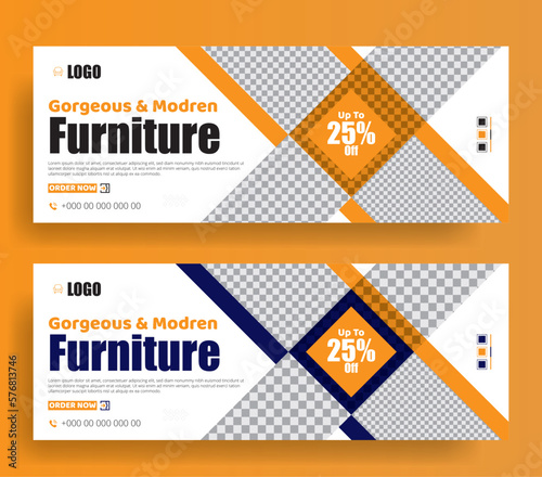 Gorgeous and modern furniture facebook cover and  Web Banner Template design for advertisements, furniture product promotion, and sale banner template, 