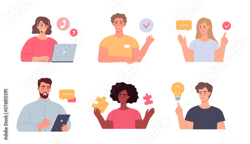 Characters design. Young modern people working in the office