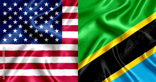 USA and Tanzania flag silk