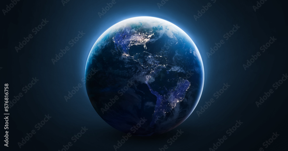Earth globe on black background. Earth Hour 2024, March. Earth planet template for banner. Elements of this image furnished by NASA Earth globe on black background. Earth Hour 2024, March. Earth planet template for banner. Elements of this image furnished by NASA