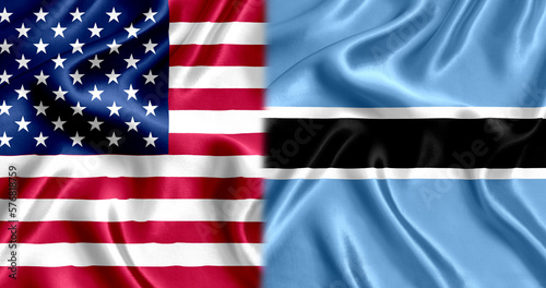 USA and Botswana flag silk photo