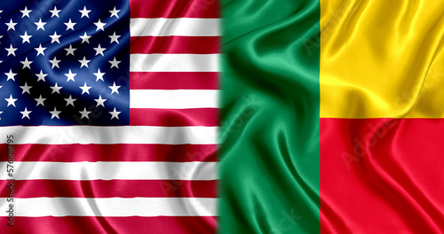 USA and Benin flag silk