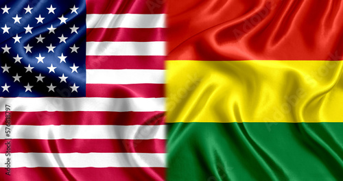 USA and Bolivia flag silk