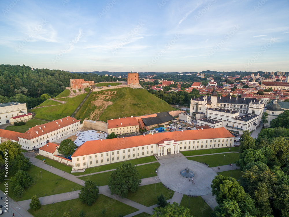Vilnius Old Town and River Neris, Gediminas Castle and Old Arsenal, Hill of Three Crosses, National Museum of Lithuania, Old Arsenal and Palace of the Grand Dukes of Lithuania in Background.
