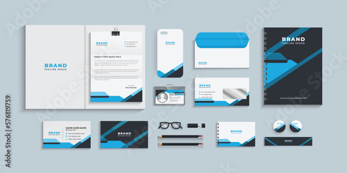 corporate identity template with digital elements. Stationery design Vector company style for brand book and guideline.