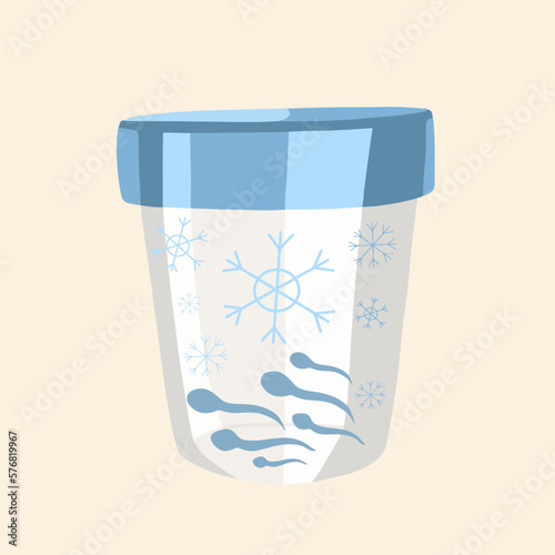 Vector isolated illustration of sperm freezing. Donation of sperm.