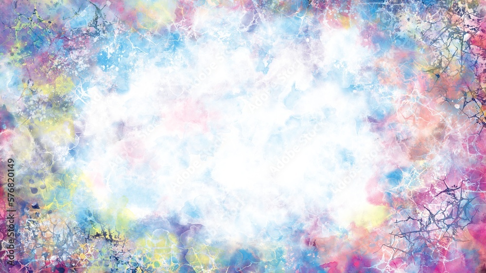 Drawn spotted decorative abstraction of blue, pink and white pastel colors.