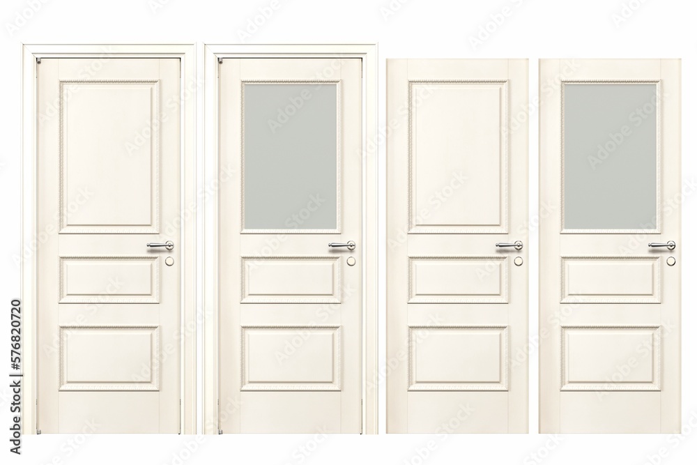 Fototapeta premium interior doors isolated on white background, interior furniture, 3D illustration, cg render 