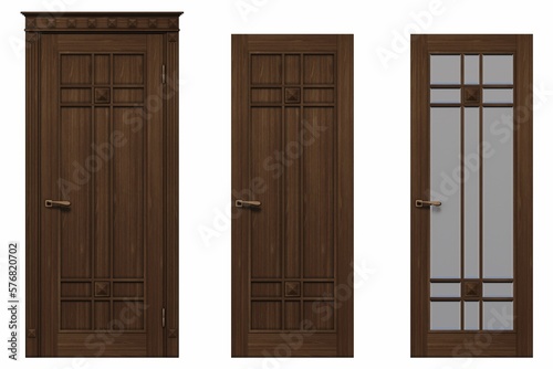 interior doors isolated on white background  interior furniture  3D illustration  cg render 