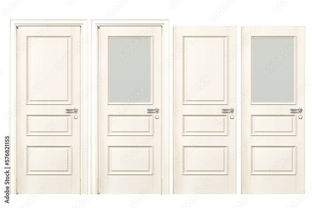 interior doors isolate on a transparent background, interior furniture, 3D illustration, cg render
