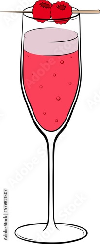 French Kiss cocktail with fresh raspberry