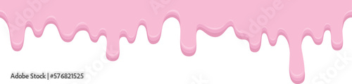 Sweet pink donut dripping glaze. Isolated seamless melting donut glaze. Vector illustration
