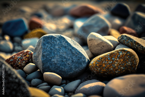 Stones on the beach. Generative AI
