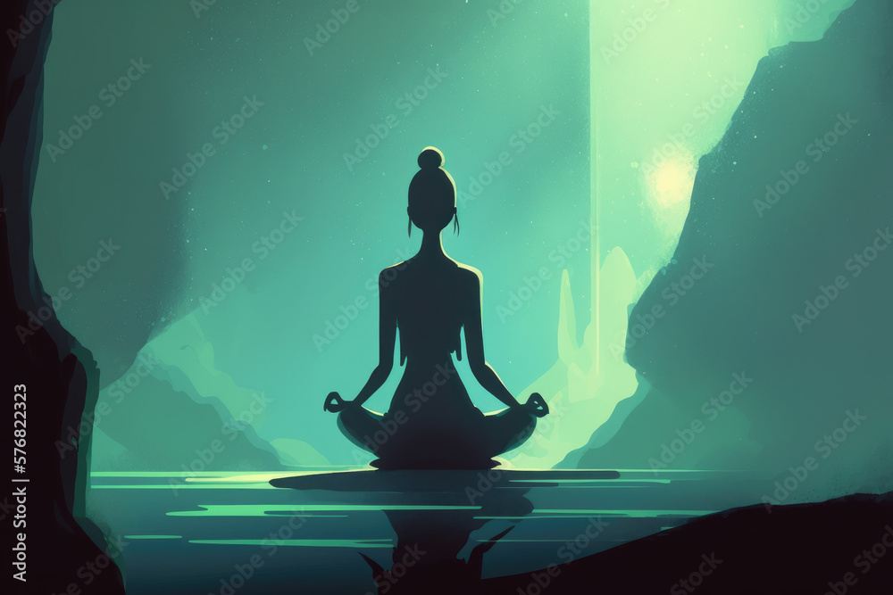Yoga background in meditation. Generative AI
