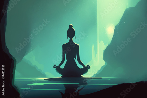Obraz na płótnie Yoga background in meditation. Generative AI w salonie