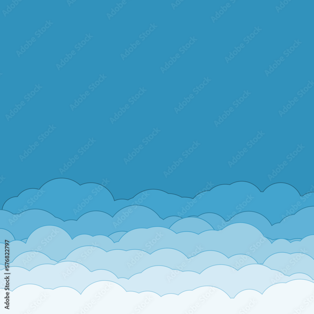 Cartoon color clouds stack backdrop illustration