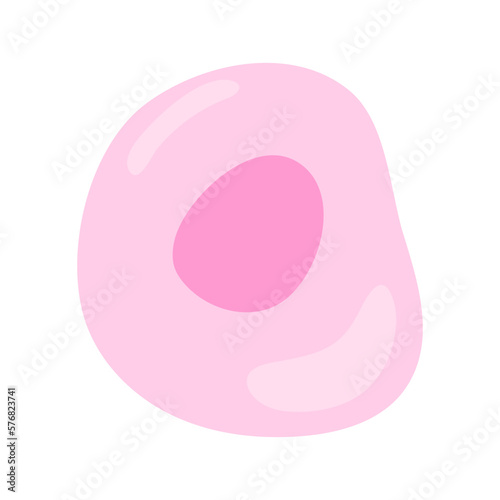Human stem cell icon. Nucleus and membrane tissue under microscope. Medical design illustration.
