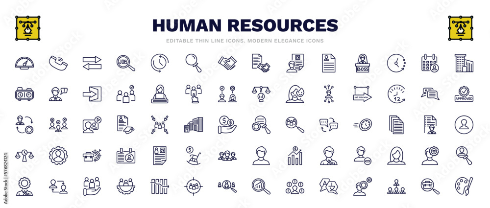 set of human resources thin line icons. human resources outline icons ...