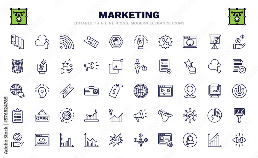 set of marketing thin line icons. marketing outline icons such as flyer, rss, offer, gazette, web cursor, web graphic, checklist, execution, business eye vector. set of marketing thin line icons. marketing outline icons such as flyer, rss, offer, gazette, web cursor, web graphic, checklist, execution, business eye vector.