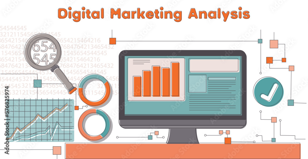 Illustration of Digital Marketing Analysis Advertisement