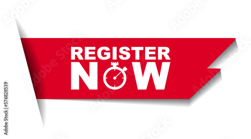 red vector illustration banner register now