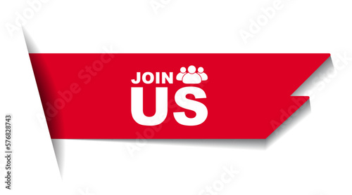red vector illustration banner join us