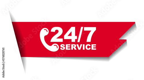 red vector illustration banner 24/7 service