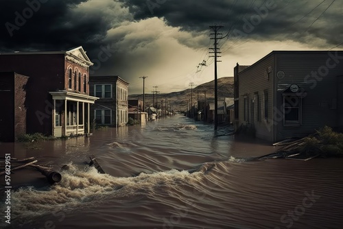 flood in United states natural disaster. Generative ai. photo