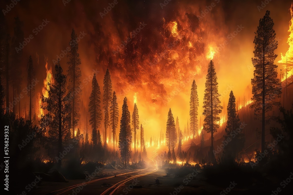 wildfire in United states natural disaster. Generative ai.