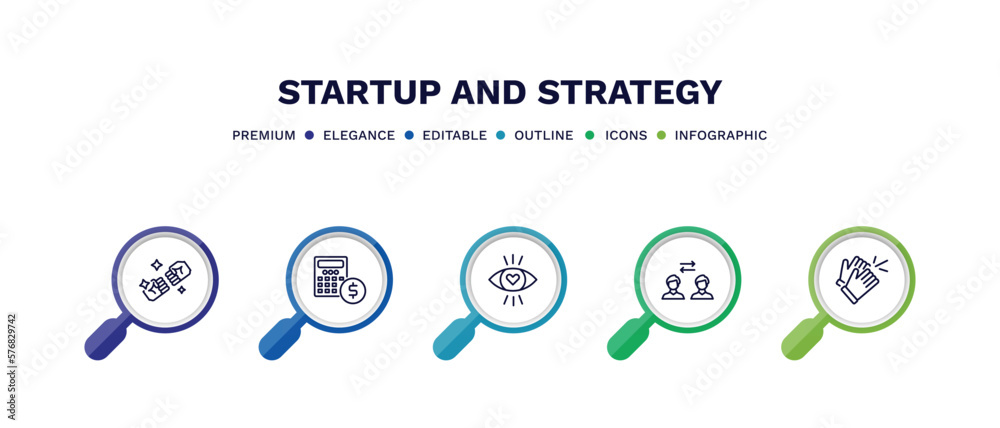 set of startup and strategy thin line icons. startup and strategy outline icons with infographic template. linear icons such as rivalry, budget, attractive, exchanging, clap vector. set of startup and strategy thin line icons. startup and strategy outline icons with infographic template. linear icons such as rivalry, budget, attractive, exchanging, clap vector.